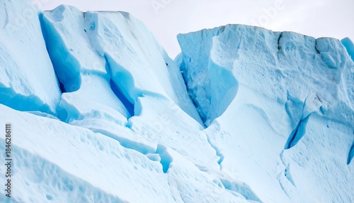 Close-up of a large glacier with dramatic blue-ice cracks