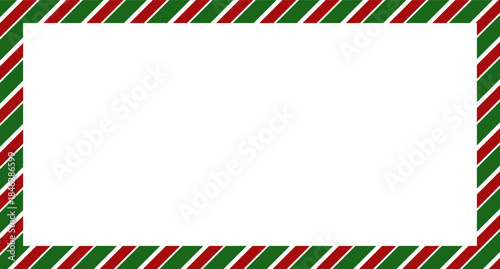 hristmas border frame. Merry Christmas Candy cane rectangle frame card elements decoration. New Year picture frame ribbon with red, white or green stripes. Christmas border frame.