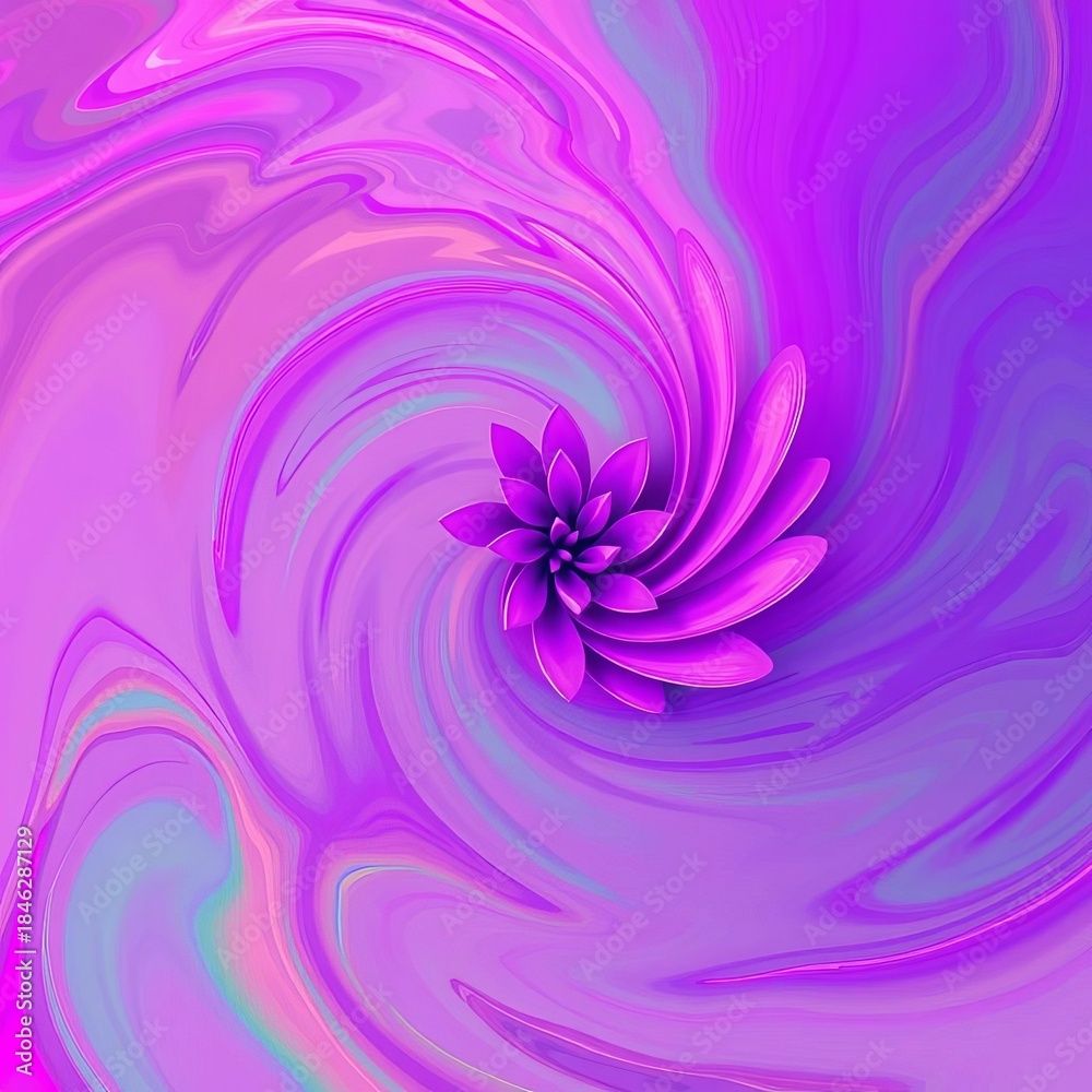 Obraz premium Colorful, swirling abstract background with a floral-like formation in shades of magenta and lavender, generative art, generative art, magenta