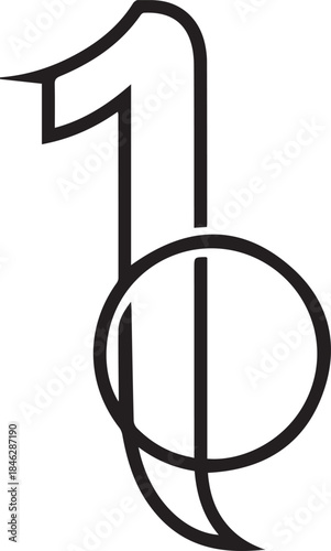 vector illustration of a number 1