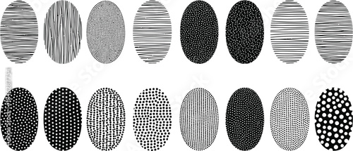 Collection of 14 oval shaped patterns with various textures and designs
