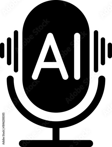 Ai voice generator black icon isolated. Podcast sound waves collection. Voice message for social media app