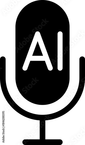 Ai voice generator black icon isolated. Podcast sound waves collection. Voice message for social media app