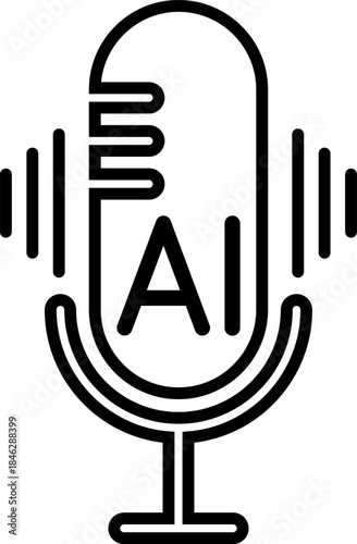 Ai voice generator black icon isolated. Podcast sound waves collection. Voice message for social media app