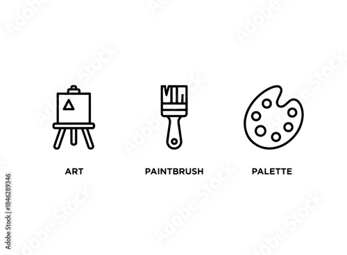 Art Paintbrush Palette Minimal Bold Line Icon Set