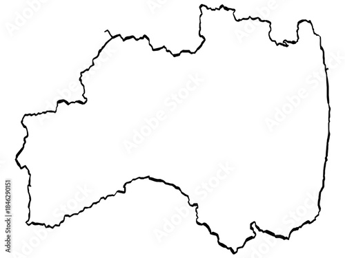 福島県地図 筆タッチ 和風 東北 東日本 / A brushstroke map of Fukushima prefecture