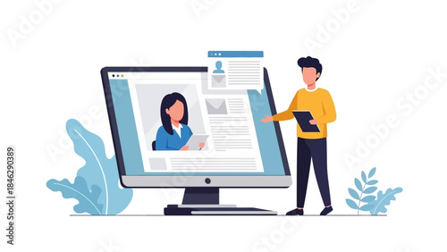 Digital Communication and Social Media Interaction with a Person Holding a Tablet