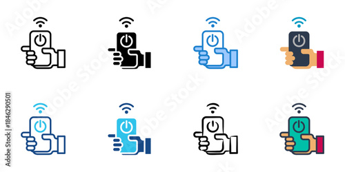 Wireless power control icons set multiple style vector collection. 

