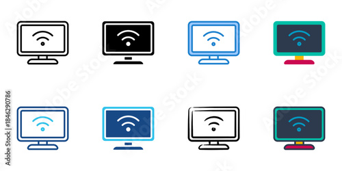 smart monitor icons set multiple style vector collection. 
