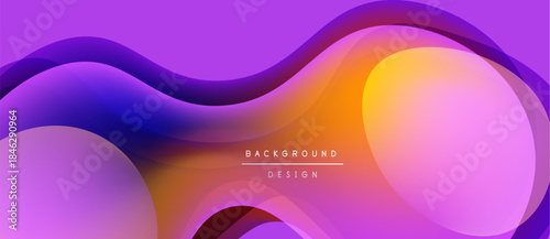 Abstract fluid shapes, vibrant purple, blue, orange gradients. Modern design element, smooth curves, dynamic composition. Background texture.