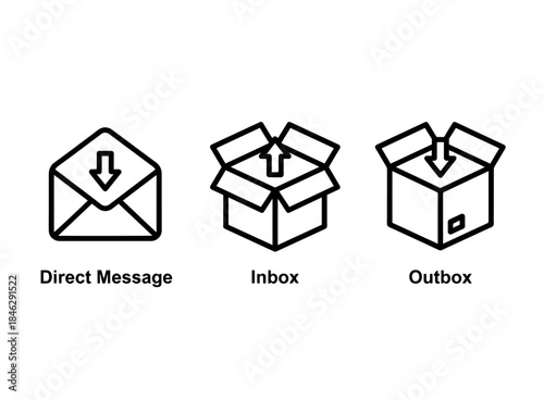 Direct Message Inbox Outbox Minimal Bold Line Icon Set