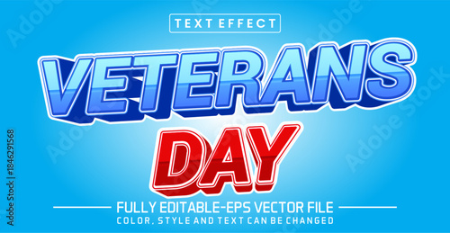 Veterans day font Text effect editable
