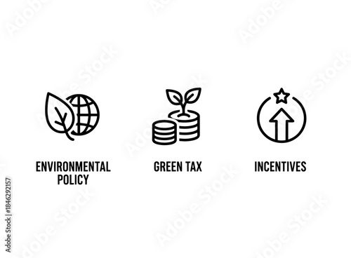 Environmental Policy Green Tax Incentives Minimal Bold Line Icon Set