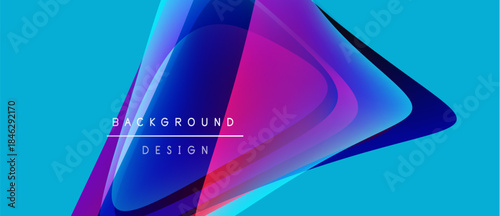 Abstract vibrant layers create dynamic composition. Blue background contrasts pink, purple hues. Modern design element for digital projects.