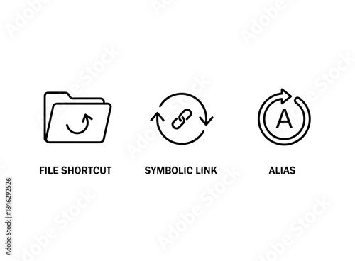 File Shortcut Symbolic Link Alias Icon Set Minimal Bold Line