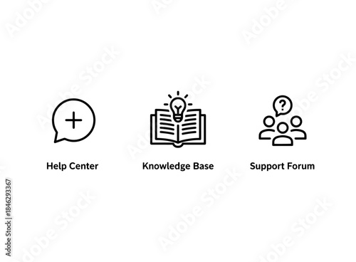 Help Center Knowledge Base Support Forum Icon Set Minimal Bold Line