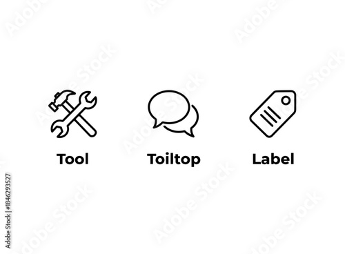 Icon Tooltip Label Icon Set Minimal Bold Line