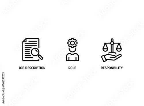 Job Description Role Responsibility Icon Set Minimal Bold Line