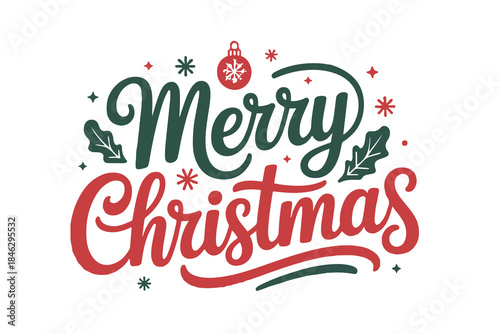 Merry Christmas Hand Lettering Vector Design