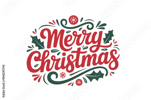 Merry Christmas Hand Lettering Vector Design