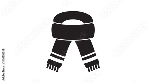 Black winter scarf graphic design element on transparent background silhouette
