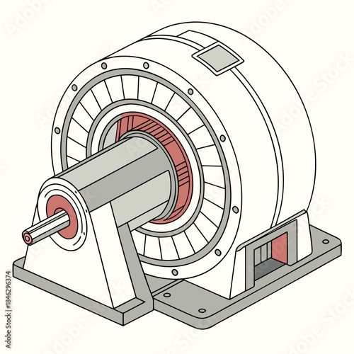 Electric motor cross section with exposed magnetic coil