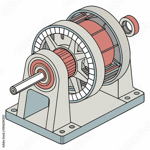 Electric motor cross section with exposed magnetic coil 1