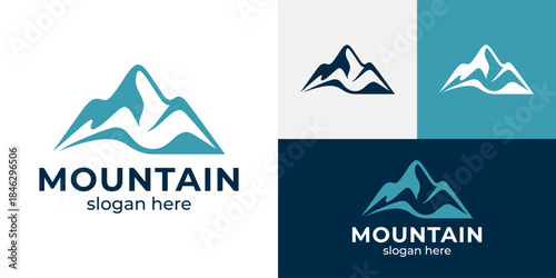 Mountain logo design illustration. Peak design with style simple minimalist vector icon symbol
