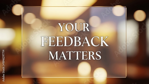 Your Feedback Matters placard with bokeh background