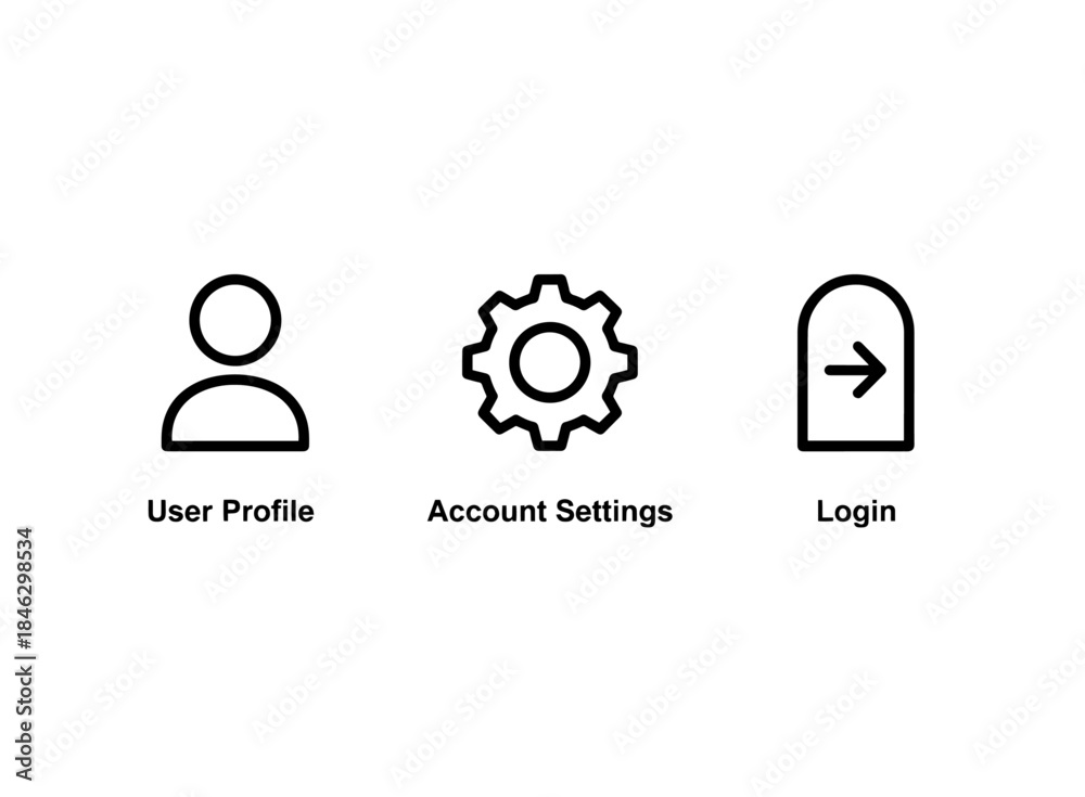 Fototapeta premium User Profile Account Settings Login Minimal Bold Line Icon Set