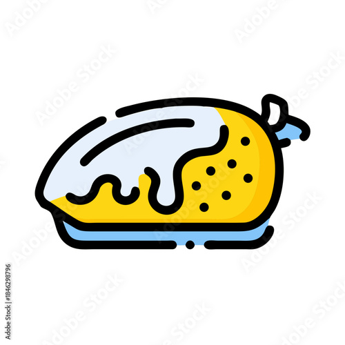 Roasted Ham or Gammon Joint Icon Vector Illustration in Cute Cartoon Style