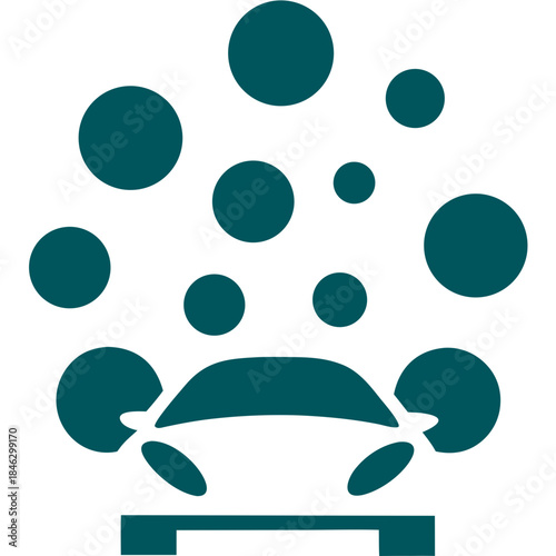 Shiny Car with Cascading Bubbles Emblem