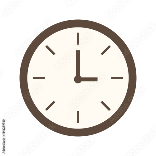 Clock shows time with simple design, placed on a plain background