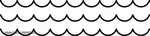 Ocean, sea waves flat simple lines icons symbols set - line wave ornament