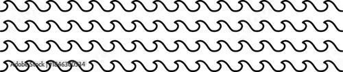 Ocean, sea waves flat simple lines icons symbols set - line wave ornament