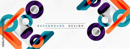 Abstract geometric shapes, vibrant colors, dynamic composition. Modern design elements create visually interesting pattern.