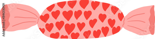 Hand-drawn valentine candy wrapper illustration