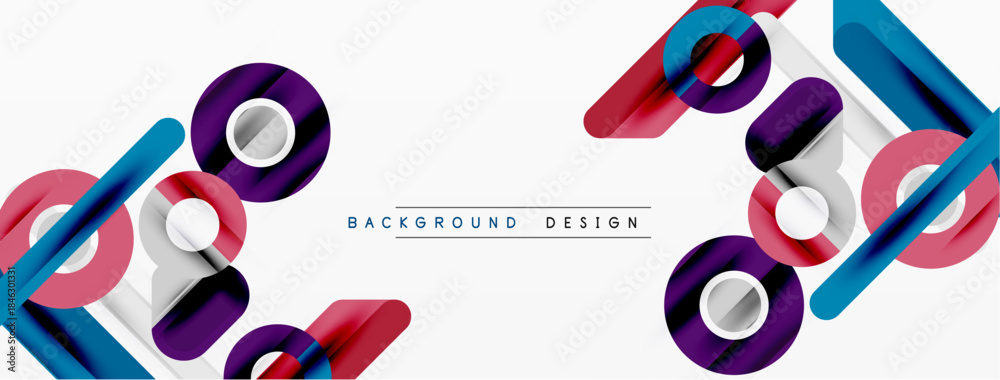 Naklejka premium Abstract geometric shapes, vibrant colors, dynamic composition. Modern design elements create visually appealing background.