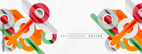 Abstract geometric shapes, vibrant colors, modern design. Clean lines create dynamic composition, suitable for backgrounds.