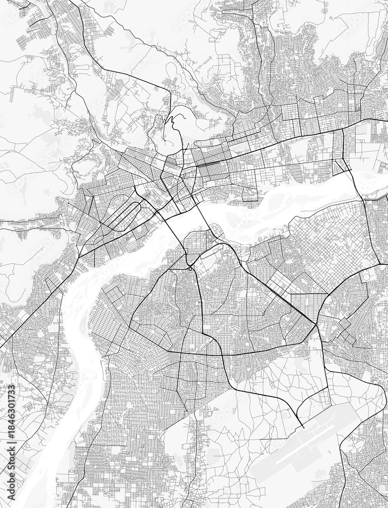 Fototapeta premium Bamako City Map. Minimalist black and white line art poster for printing, wallpaper, wall art, and map resources for home and office decor