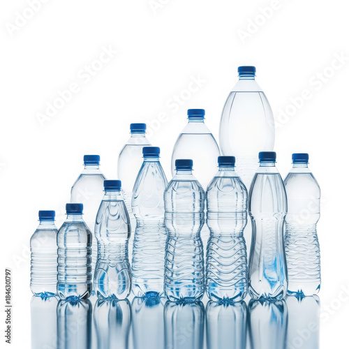Collection of clear plastic water bottles