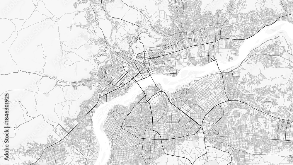 Naklejka premium Bamako City Map. Minimalist black and white line art poster for printing, wallpaper, wall art, and map resources for home and office decor