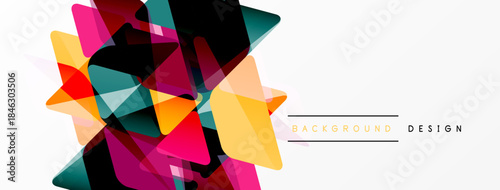 Abstract geometric shapes overlap, creating vibrant colorful design. Modern style, suitable for backgrounds, banners, presentations.