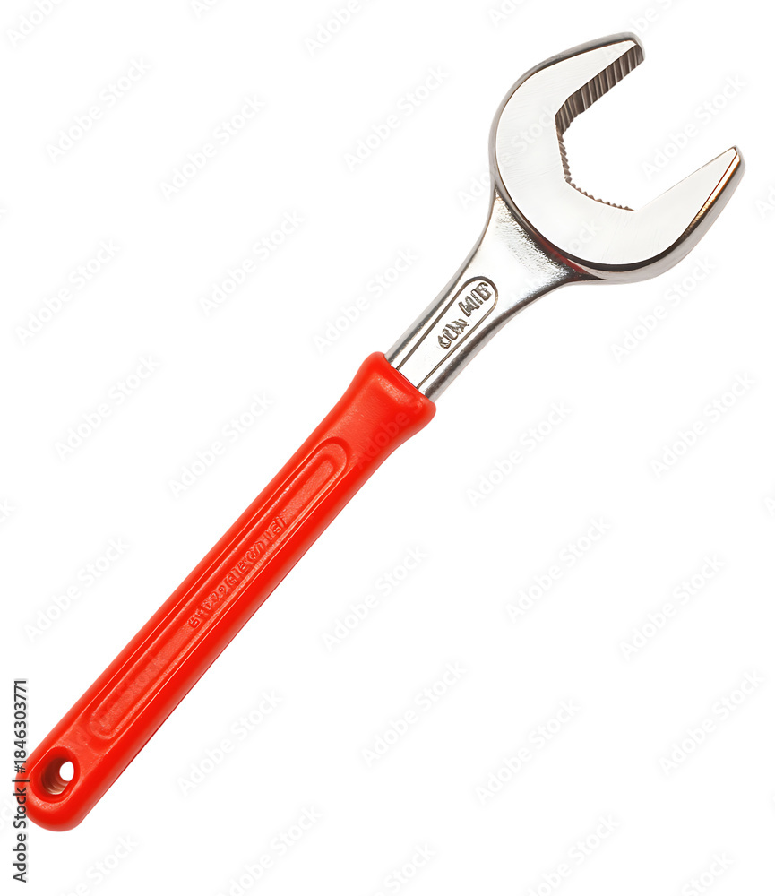 Obraz premium Professional Red-Handled Wrench on Transparent Background, Ideal for Mechanical and DIY Projects