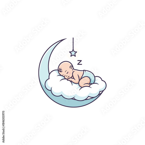 baby sleeping on the moon