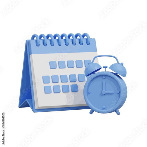 a desktop calendar with blue spiral binding and square date blocks