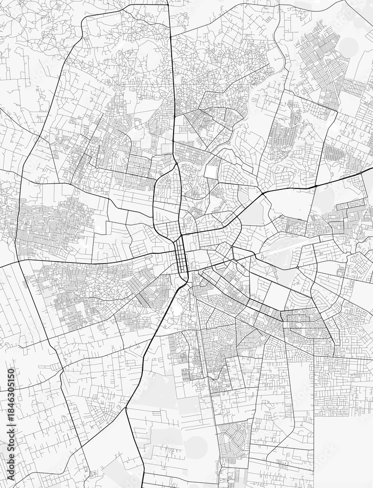 Fototapeta premium Lusaka City Map. Minimalist black and white line art poster for printing, wallpaper, wall art, and map resources for home and office decor