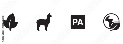 Nature, Alpaca, PA Certification, and Sustainable Globe Silhouette Icons