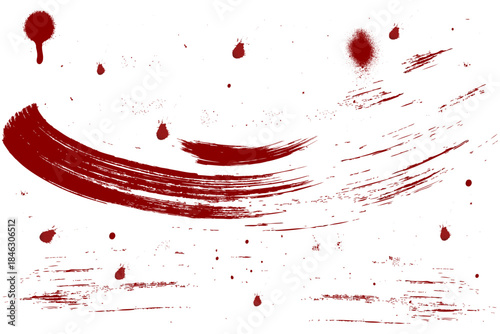 Red hand-drawn brush strokes. Abstract colorful paint brush strokes vector background Grunge texture with red paint splash for a modern art design