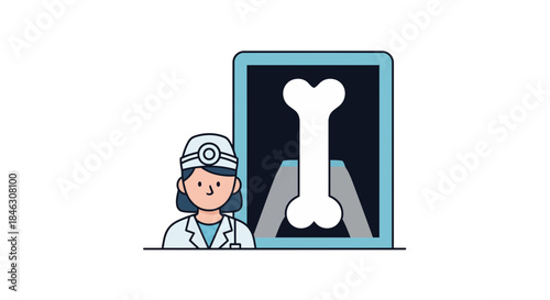 Compassionate doctor reviews clear bone X ray results on a digital screen for patient diagnosis